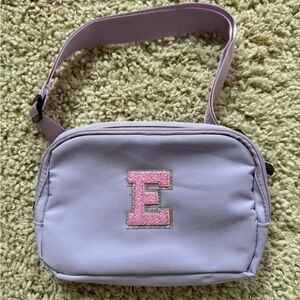 Lavender fannypack Bag with Pink “E” Initial brand new